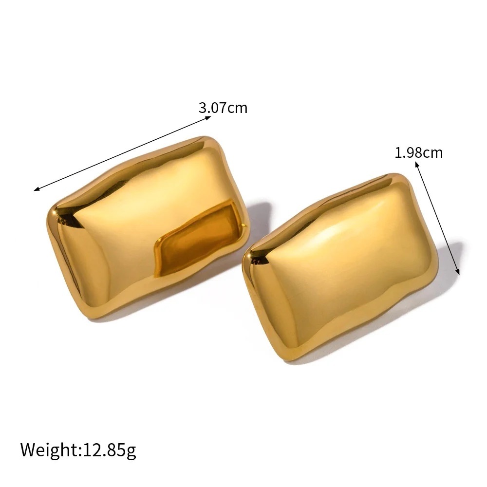 NEW: Gold Rectangular Earrings*High Gloss Finish*Lightweight Earrings*Cait - Picture 7 of 7